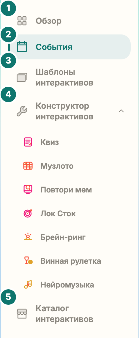 Разделы кабинета