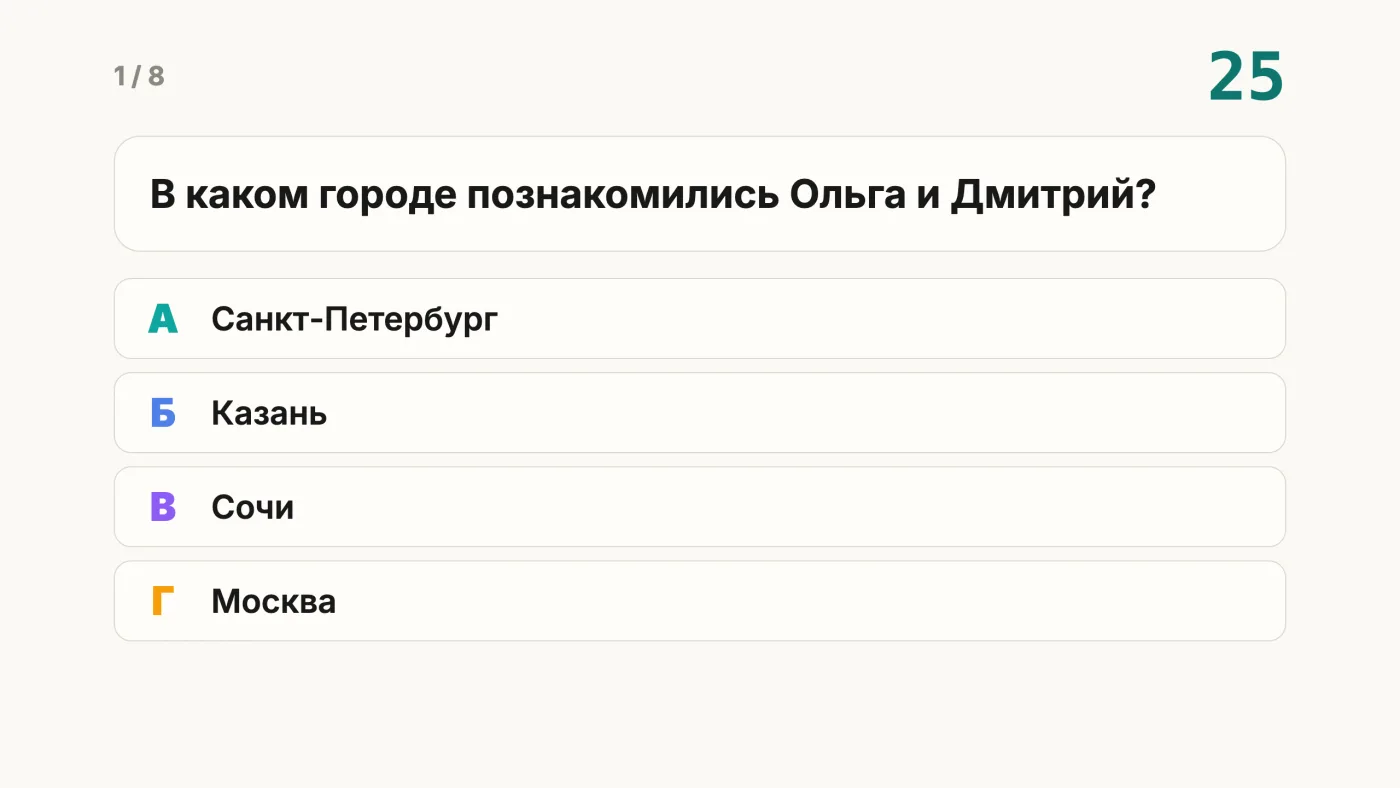 Вопрос квиза на проекторе в зале